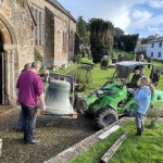 Bells being removed from St John the Baptist Church, Hatherleigh, Devon. November 2023